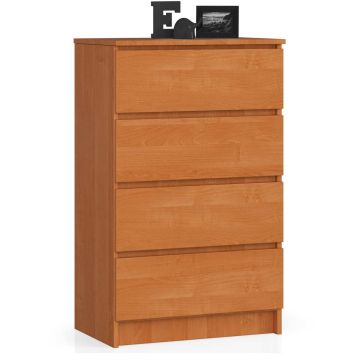 Komoda K60, z 4 szufladami, kolor olcha, 60 × 99 × 40 cm
