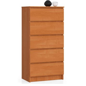 Komoda K60, 5 szuflad, kolor olcha, 60 × 121 × 40 cm