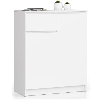 Komoda K80, 1 szuflada i 2 drzwi, biała, 80 × 99 × 40 cm