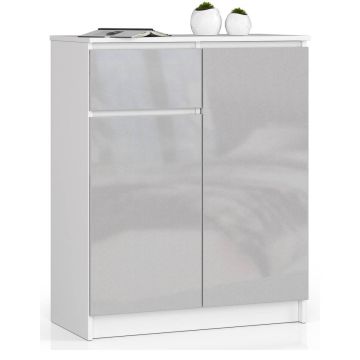 Komoda K80 CLP, 2 drzwi i 1 szuflada, biała, 80 × 99 × 40 cm