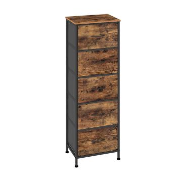 Komoda SONGMICS BELLAH, 5 szuflad, brązowo-czarna, 39,6 × 117,7 × 30 cm