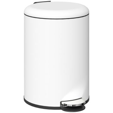 Compact 20 l waste bin with foot pedal, soft-closing lid, cream white