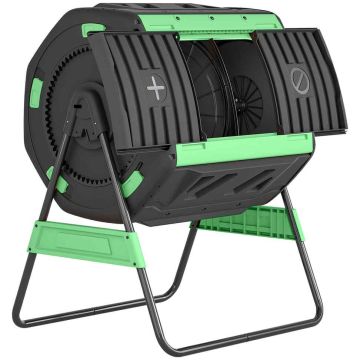Kompostownik, 2 komory, 200 l, Zielony, 94 × 67 × 98 cm
