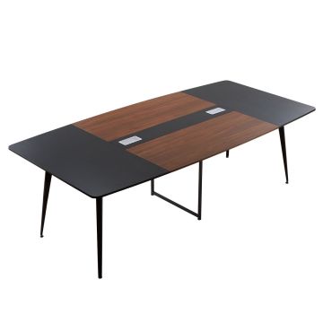 Stół konferencyjny VEVOR KLHY-02, 10 osób, czarno-brązowy, 240 × 120 × 75 cm
