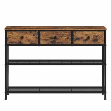 Консольный стол SONGMICS BELLAH, 3 ящика, 2 полки, коричневый, 30 × 98,8 × 78,7 см
