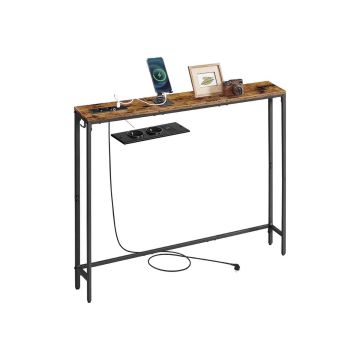 Консольный столик VASAGLE LNT079K02, зарядная станция и крючки, 15 × 100 × 80 см