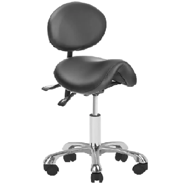 Cosmetic stool ActiveShop 1025, with backrest and casters, Black