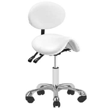 Stołek kosmetyczny model 1025 z oparciem, biały