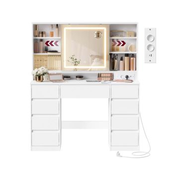 VASAGLE Kailyn vanity table, 9 drawers, 40 × 141.5 × 110 cm