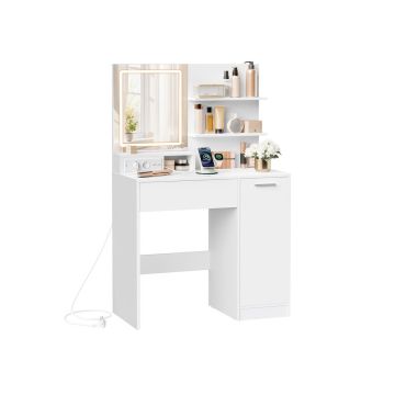 VASAGLE Kailyn vanity table RDT138W01, With LED mirror, 40 × 80 × 132 cm