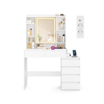 VASAGLE vanity table, with LED mirror, 40 × 145 × 105 cm