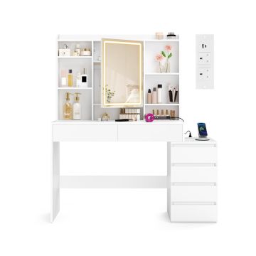 VASAGLE vanity table, With LED mirror, 40 × 145 × 124.7 cm