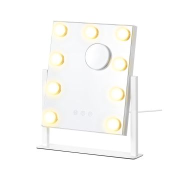 SONGMICS LWM001W02 lustro do makijażu, 15 diod LED, 58 × 43 cm
