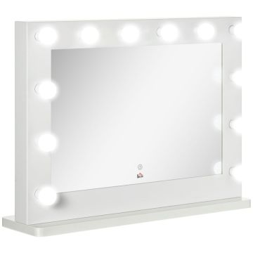 Lustro kosmetyczne z oświetleniem LED Homcom 80x60x20cm., białe