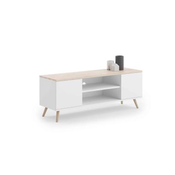 Stolik RTV Focus 155x49x40 cm, biały / beżowy