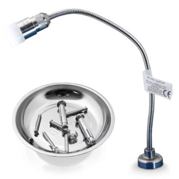 Lampa warsztatowa + magnetyczna miska na śrubki/bity