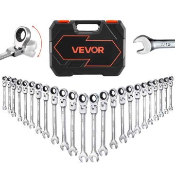 Flexible combination ratchet wrench set VEVOR JH0024-1, 24 pieces, 8-19 mm and 1/4-3/4 inch, 35 × 26 × 11 cm