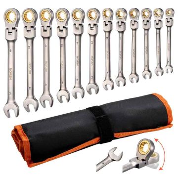Flexible ratchet wrench set VEVOR J0012BG, 12 pieces, 8-19 mm, 27 × 8 × 8 cm