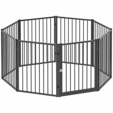 Flexible puppy playpen, 8 parts, black, steel