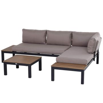 Zestaw mebli ogrodowych, 3 elementy, szary, 164 × 74 × 69 cm
