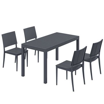 Zestaw mebli ogrodowych, 5 elementów, szary, 141,5 × 74,5 × 70,5 cm