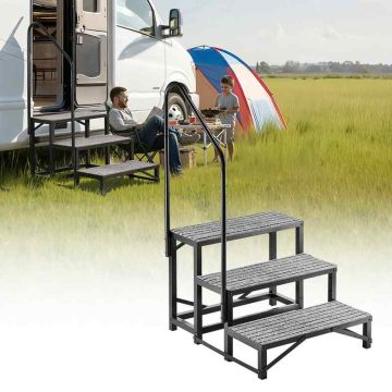 Outdoor steps VEVOR HXTJSFT-3, 3 steps, 1 handrail, 715 × 1310 × 780 mm