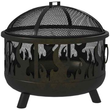Palenisko zewnętrzne i grill 2 w 1, Ø61 cm, czarny
