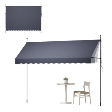 Markiza zewnętrzna VEVOR SDA350120-S, ręcznie rozwijana, szara, 350 × 110–150 × 210–310 cm