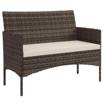 Sofa ogrodowa dwuosobowa, khaki i brąz, 115 × 85 × 63 cm