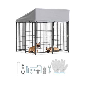 Outdoor dog kennel VEVOR SKU2025001, Black/silver, 1.12 × 1.15 × 1.25 m