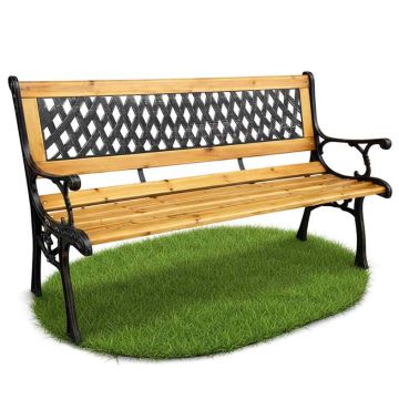 Ławka ogrodowa MIRT, brązowa, 125 × 73 × 52 cm