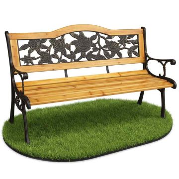 Ławka ogrodowa ROSA, brązowa, 125 × 76,5 × 52 cm