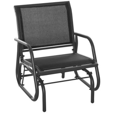 Fotel bujany ogrodowy, 1 osoba, czarno-szary, 70 × 85 × 66 cm