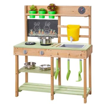Outdoor play kitchen VEVOR AC8288, 2 stoves, green, 76.2 × 32.4 × 91.4 cm