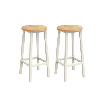 Set of 2 bar stools 32x65cm., white/light brown