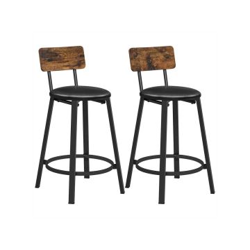 Set of 2 bar stools 39x39x82cm., black/dark brown