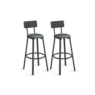 Bar stool set, 2 pcs., with footrest, green