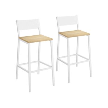 Set of 2 bar stools 50.7x43.1x97.2cm., white/light brown