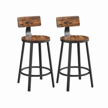 Set of 2 bar stools 50.6x88.5cm., black/brown