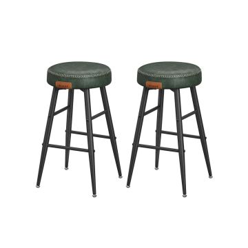 Set of 2 bar stools 49.5x49.5x63cm., black/dark green