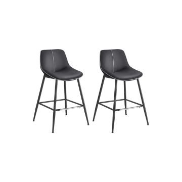 Set of 2 bar stools 49.5x50x87.5cm., black