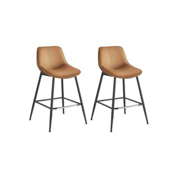 Set of 2 bar stools 49.5x50x87.5cm., black/brown
