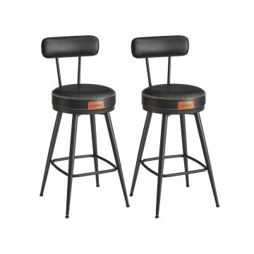 Set of 2 bar stools 54x54x91cm., black