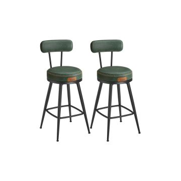 Set of 2 bar stools 54x54x91cm., black/dark green