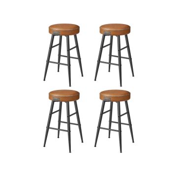 Set of 4 bar stools 49.5x49.5x63cm., black/brown