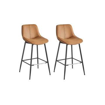 Set of 2 bar stools 49.5x50x98.5cm., black/brown