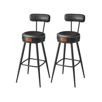 Set of 2 bar stools 57x57x101cm., black