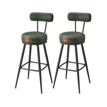Set of 2 bar stools 57x57x101cm., black/dark green