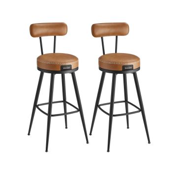 Set of 2 bar stools 57x57x101cm., black/brown