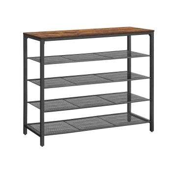 Półka na buty 30x120x92,5cm, czarno-brązowa